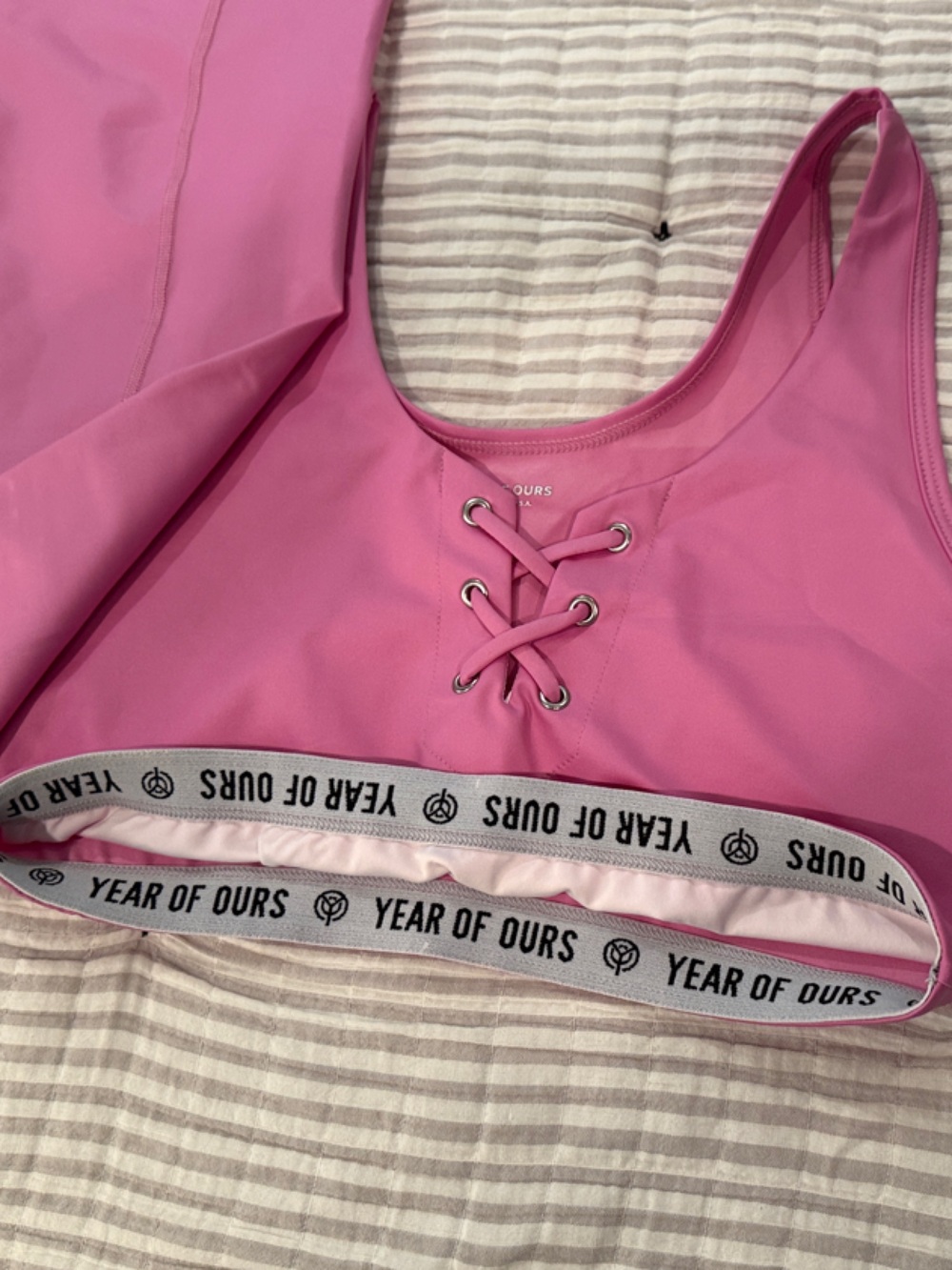 Year of Ours Pink Lace-Up Sports Bralette and Lace up legging set NWOT - Picture 7 of 7